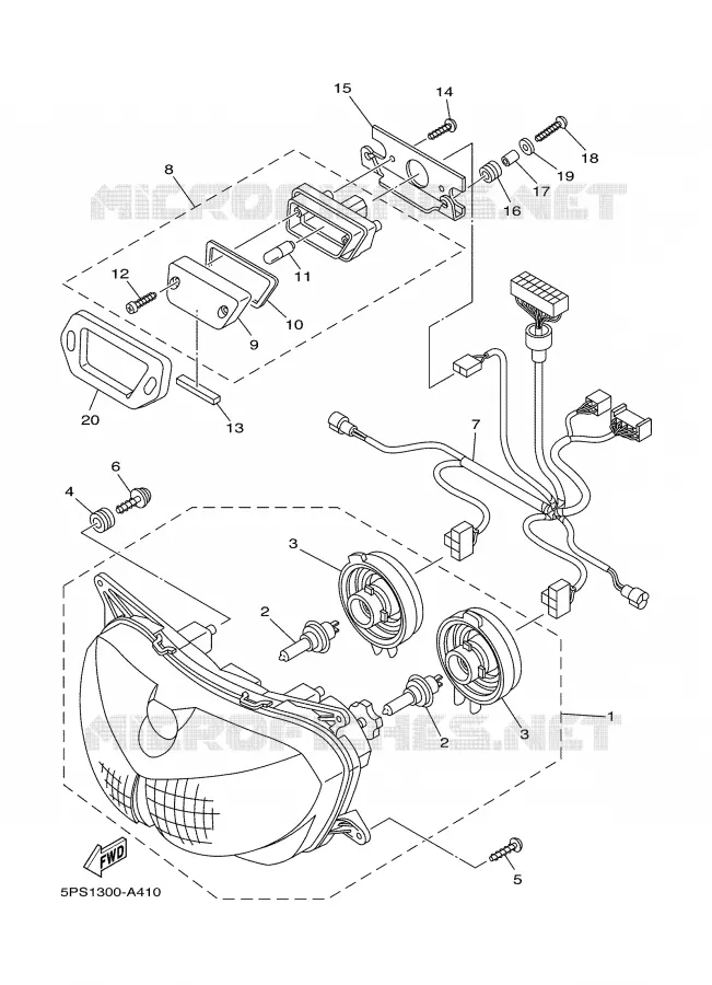 PHARE  Yamaha MOTO 900 2002 TDM  TDM900P