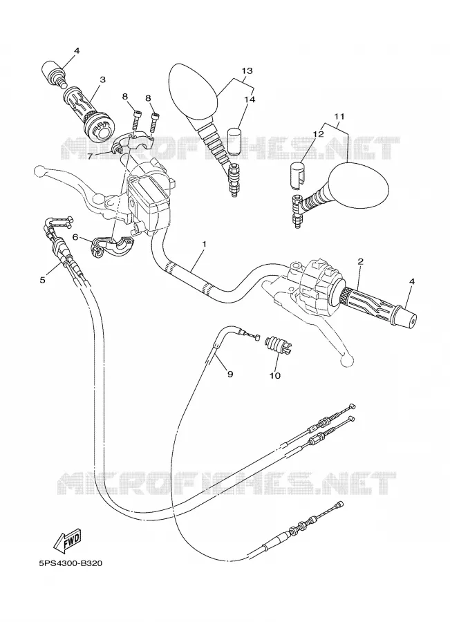 GUIDON ET CABLES Yamaha MOTO 900 2005 TDM  TDM900T