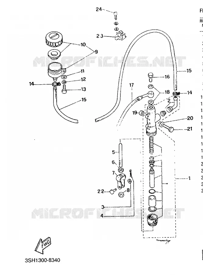 MAITRE CYLINDRE DE FREIN ARRIERE Yamaha MOTO 125 1991 TDR  TDR125