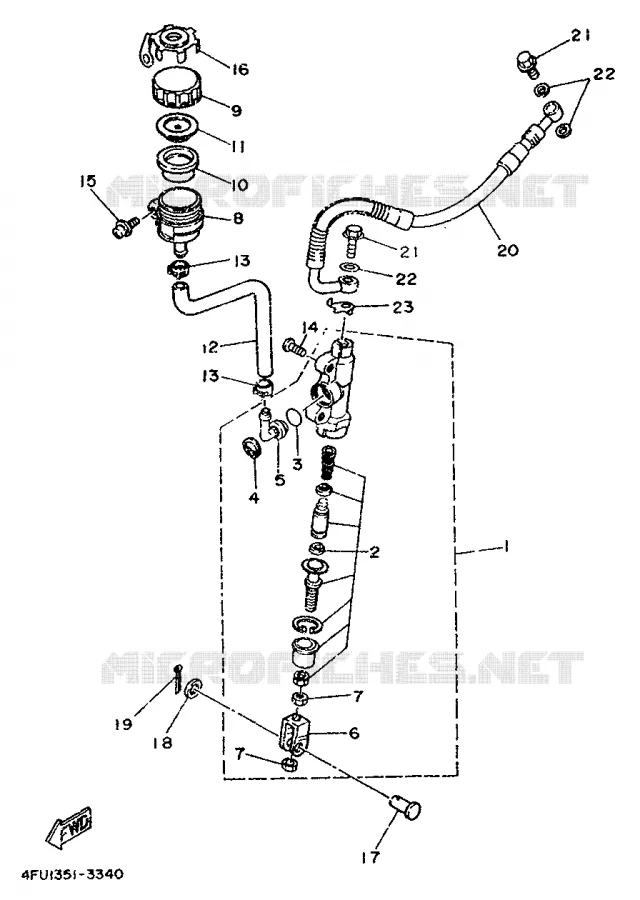 MAITRE CYLINDRE DE FREIN ARRIERE Yamaha MOTO 125 1993 TDR  TDR125