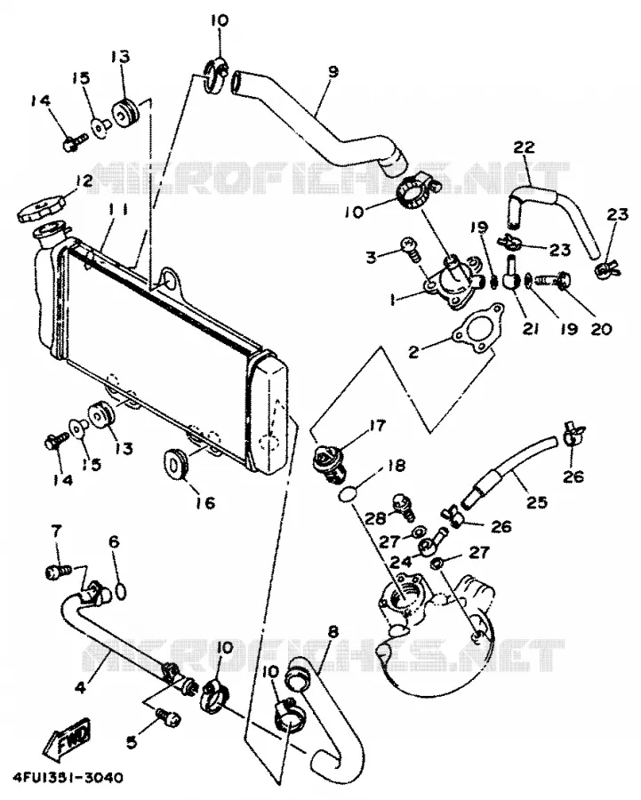 RADIATEUR / DURITES Yamaha MOTO 125 1995 TDR  TDR125