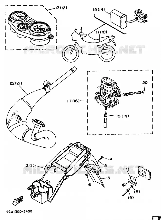 PIÈCES OPTIONNELLES - PARTIE CYCLE - SUEDE / SUISSE Yamaha MOTO 125 1996 TDR  TDR125