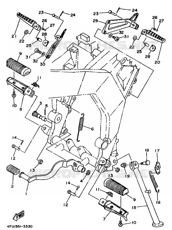 SUPPORT / REPOSE PIEDS Yamaha MOTO 125 1996 TDR  TDR125