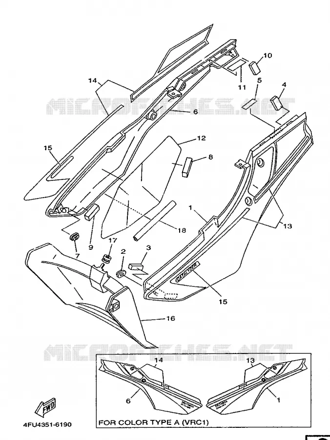 COUVERCLE LATERAL Yamaha MOTO 125 1996 TDR  TDR125