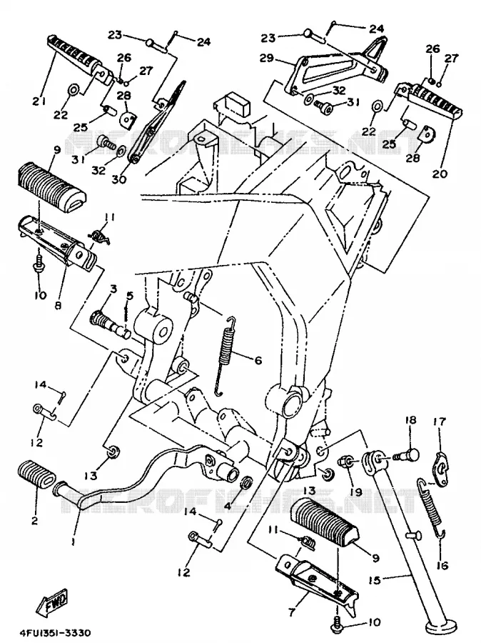 SUPPORT / REPOSE PIEDS Yamaha MOTO 125 1996 TDR  TDR125
