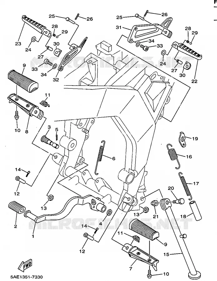 SUPPORT / REPOSE PIEDS Yamaha MOTO 125 1997 TDR  TDR125