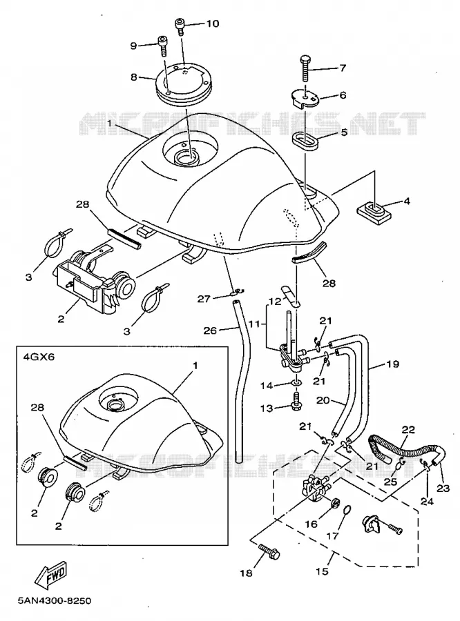 RESERVOIR A ESSENCE Yamaha MOTO 125 1998 TDR  TDR125