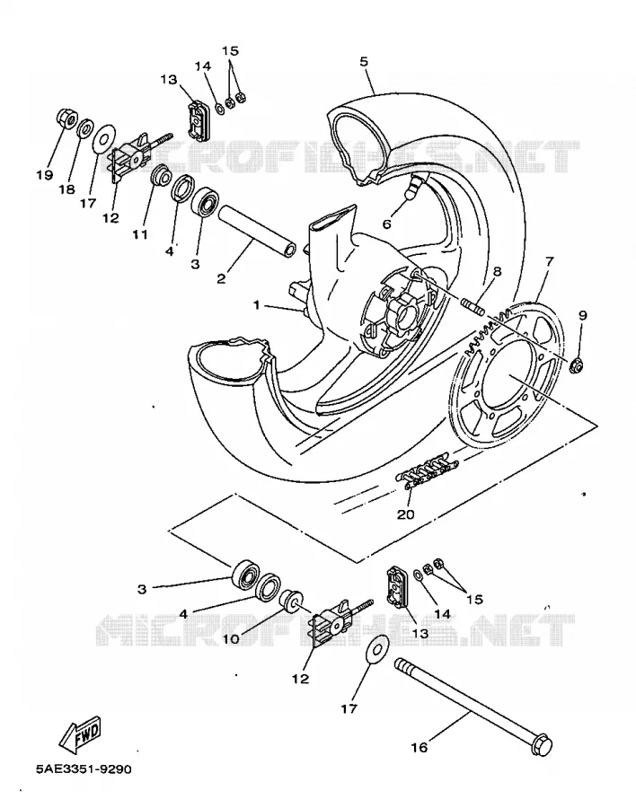 ROUE ARRIERE Yamaha MOTO 125 1999 TDR  TDR125