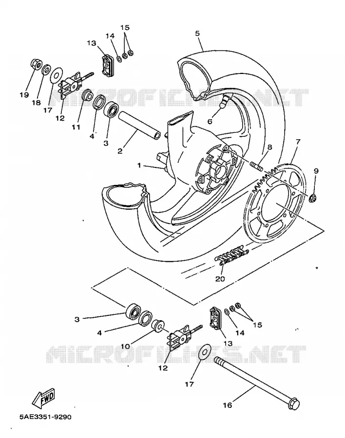 ROUE ARRIERE Yamaha MOTO 125 1999 TDR  TDR125
