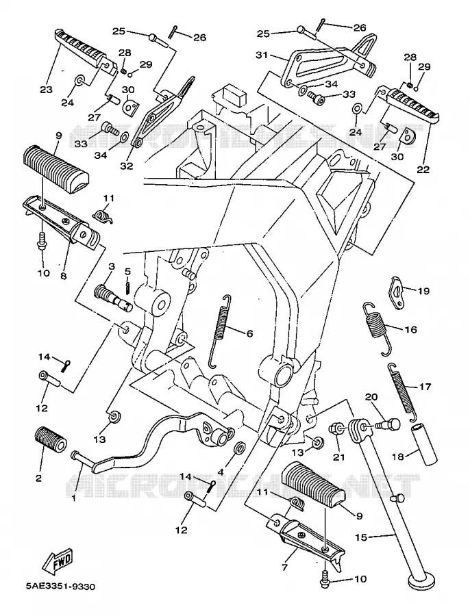 SUPPORT / REPOSE PIEDS Yamaha MOTO 125 1999 TDR  TDR125