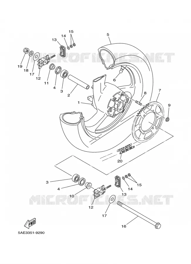 ROUE ARRIERE Yamaha MOTO 125 2000 TDR  TDR125