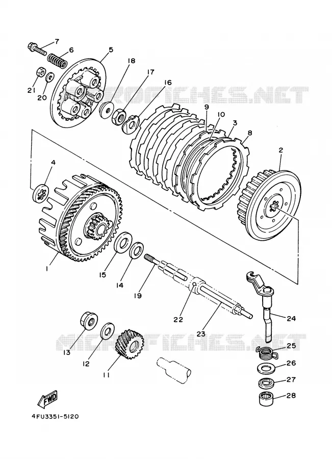 EMBRAYAGE DE DEMARREUR Yamaha MOTO 125 2000 TDR  TDR125