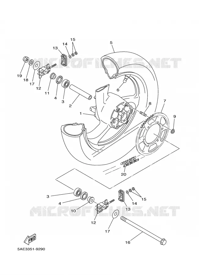 ROUE ARRIERE Yamaha MOTO 125 2002 TDR  TDR125