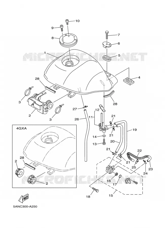 RESERVOIR A ESSENCE Yamaha MOTO 125 2002 TDR  TDR125