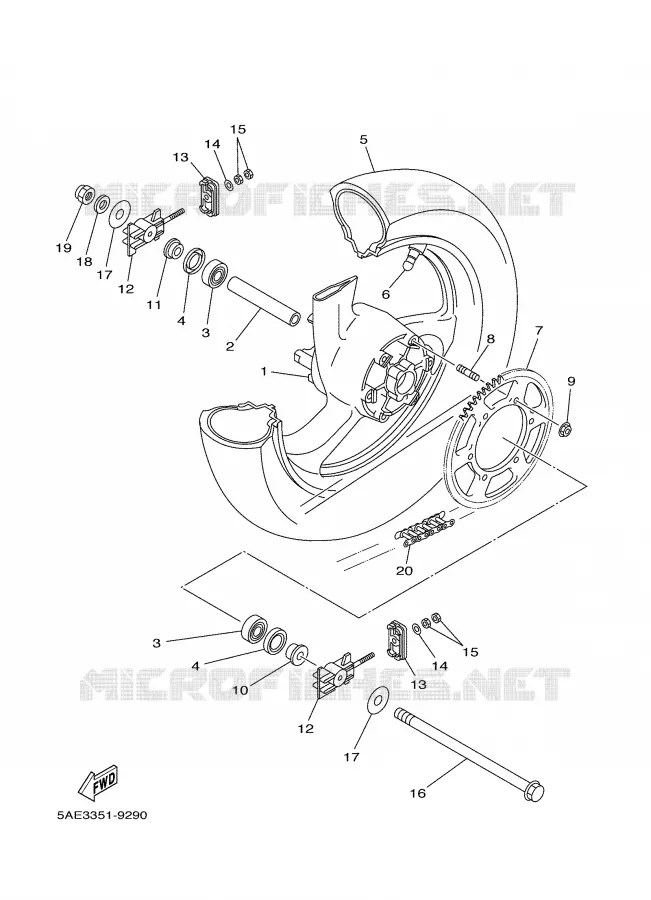 ROUE ARRIERE Yamaha MOTO 125 2002 TDR  TDR125