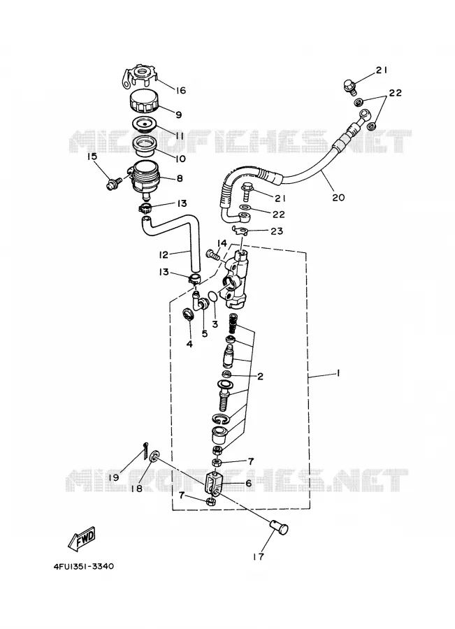 MAITRE CYLINDRE DE FREIN ARRIERE Yamaha MOTO 125 2002 TDR  TDR125