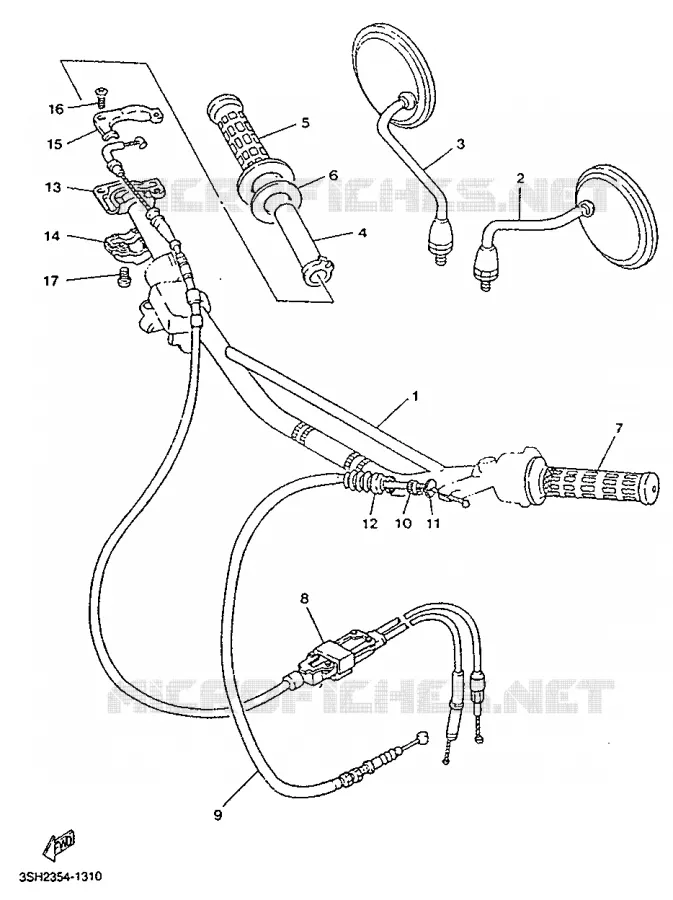 GUIDON ET CABLES Yamaha MOTO 125 1992 TDR  TDR125R