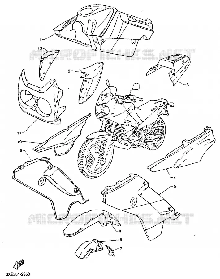 CARENAGES - CLASSIC BLACK Yamaha MOTO 125 1992 TDR  TDR125R
