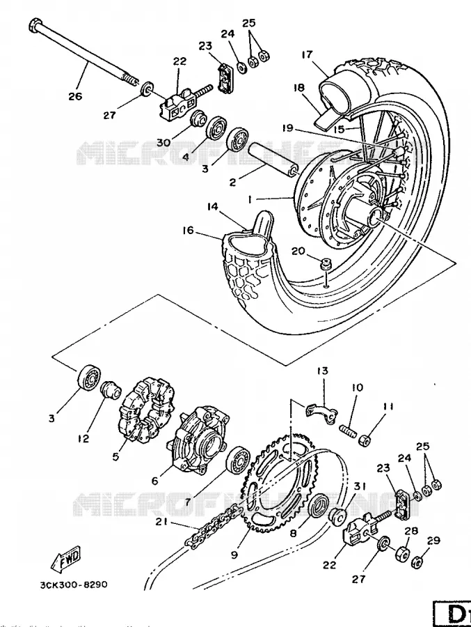 ROUE ARRIERE Yamaha MOTO 250 1988 TDR  TDR250
