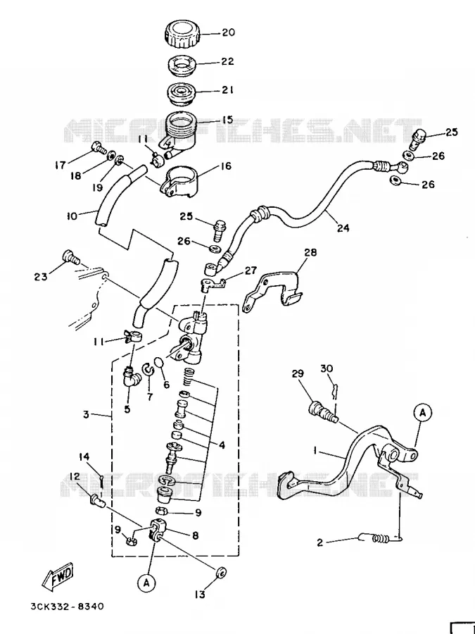 MAITRE CYLINDRE DE FREIN ARRIERE Yamaha MOTO 250 1988 TDR  TDR250