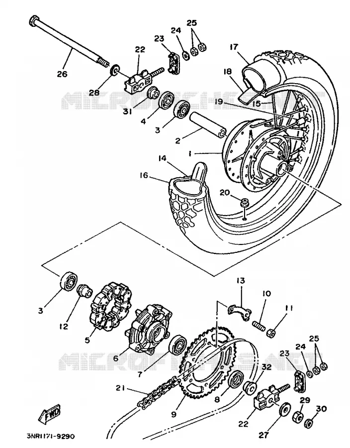 ROUE ARRIERE Yamaha MOTO 250 1990 TDR  TDR250