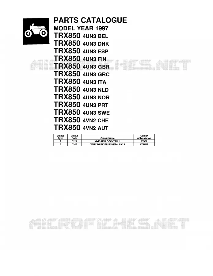 * CATALOG PREFACE * Yamaha MOTO 850 1997 TRX  TRX850