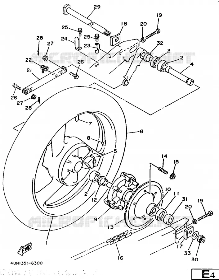 ROUE ARRIERE Yamaha MOTO 850 1998 TRX  TRX850