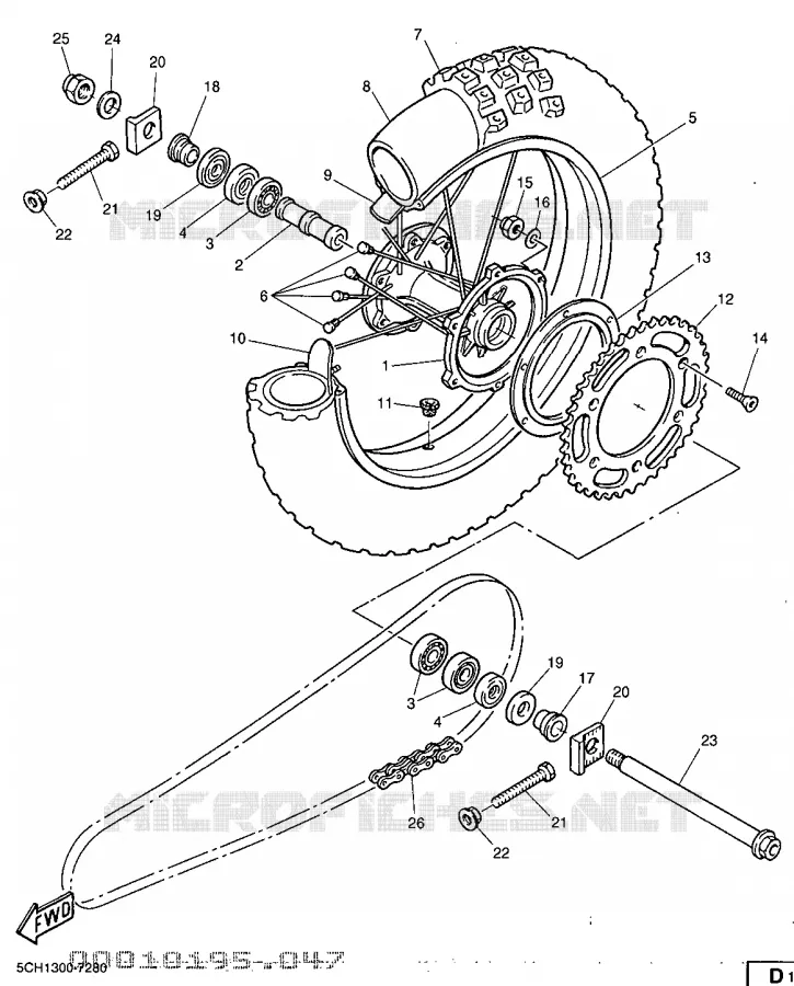 ROUE ARRIERE Yamaha MOTO 600 1999 TTR  TT600R