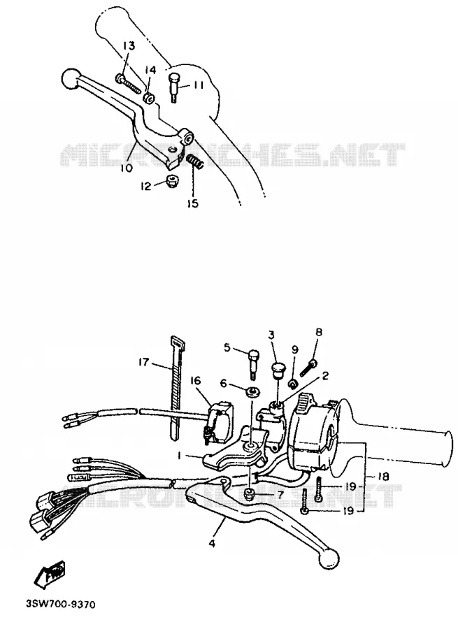COMMODO / LEVIER Yamaha MOTO 600 1989 TT  TT600W