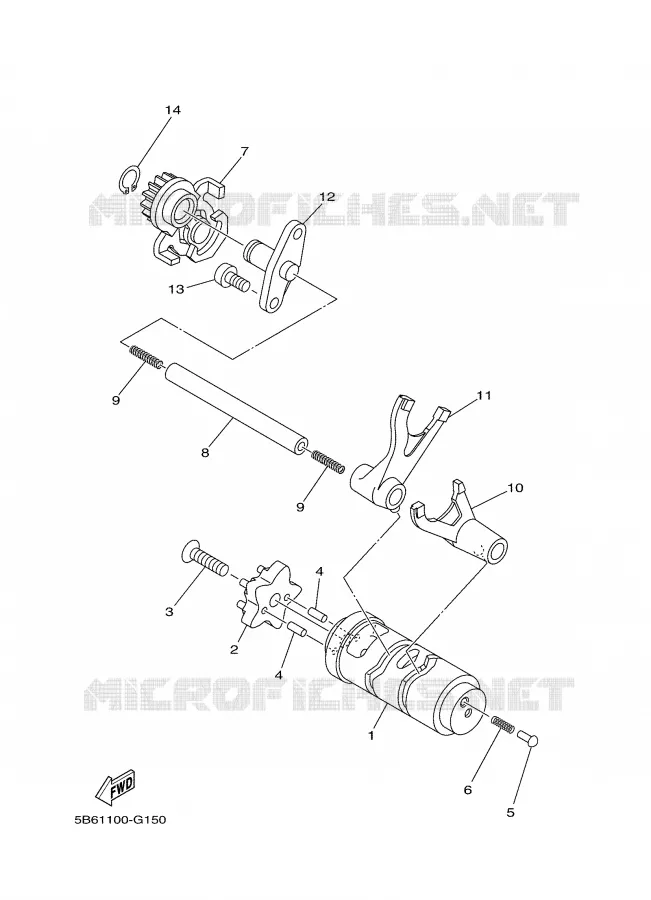 BARILLET DE SELECTION / FOURCHETTE Yamaha MOTO 110 2009 TTRE  TT-R110EY