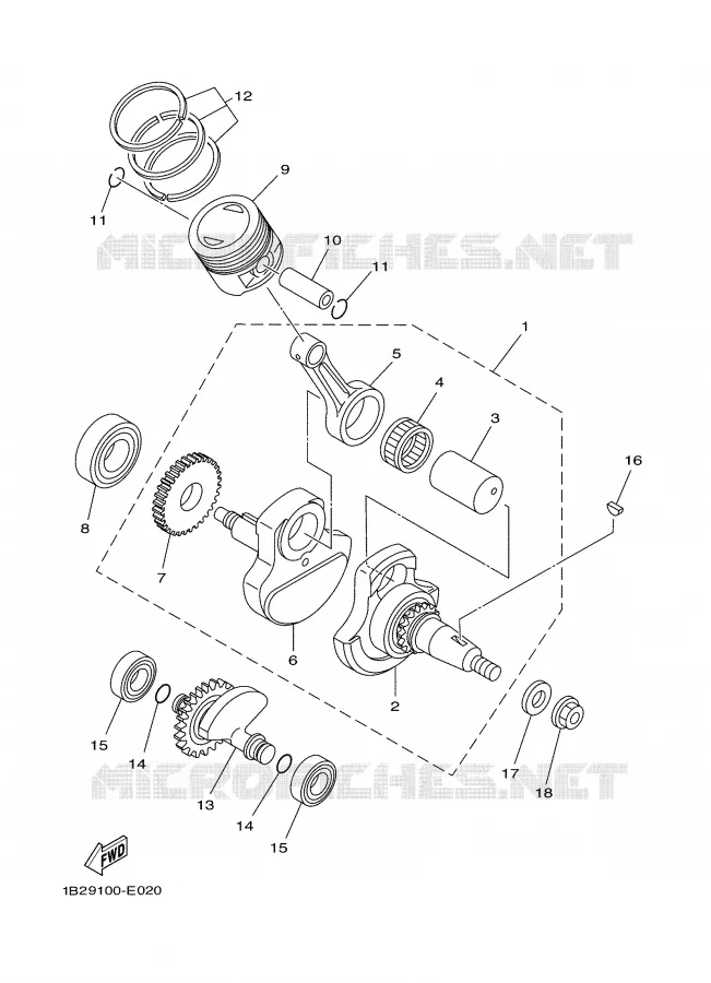 VILEBREQUIN / PISTON Yamaha MOTO 125 2007 TTR  TTR125LE