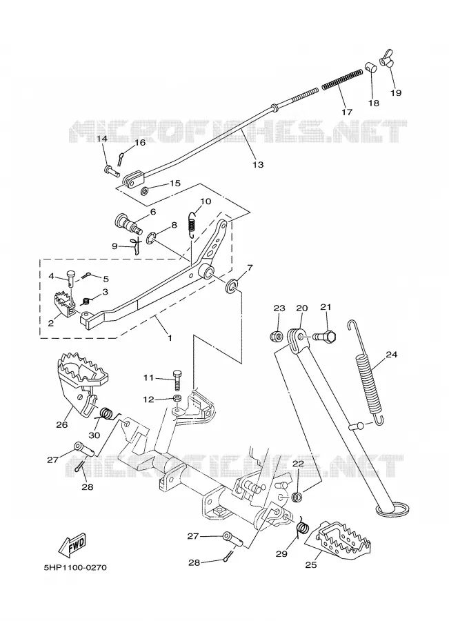 BEQUILLE / REPOSE PIEDS Yamaha MOTO 125 2007 TTR  TTR125LEW
