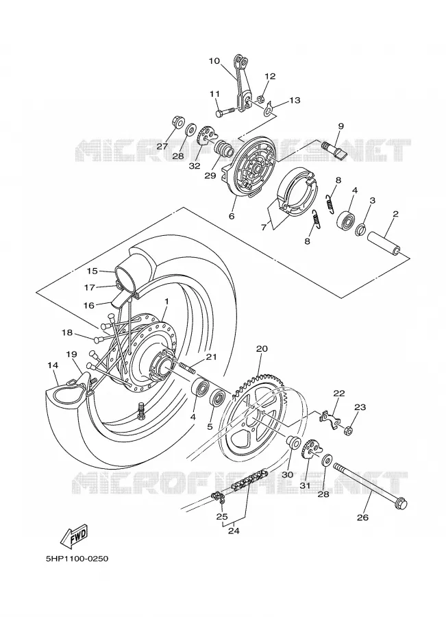 ROUE ARRIERE Yamaha MOTO 125 2000 TTR  TTR125LM