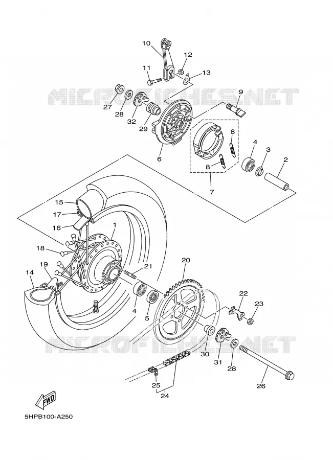ROUE ARRIERE Yamaha MOTO 125 2003 TTR  TTR125LR