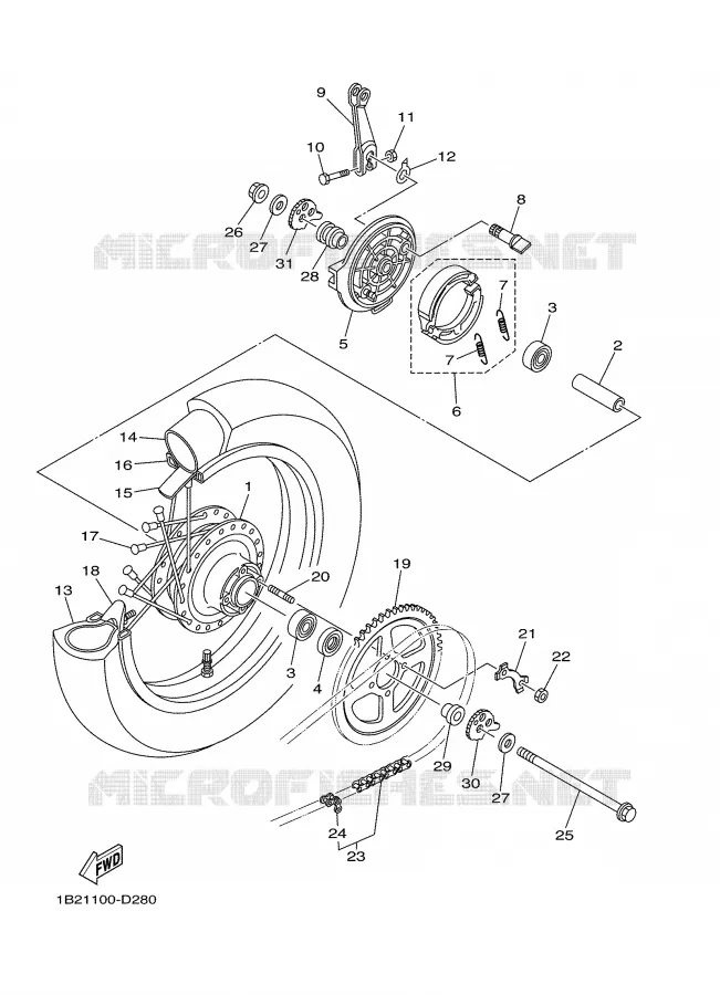 ROUE ARRIERE Yamaha MOTO 125 2006 TTR  TTR125V