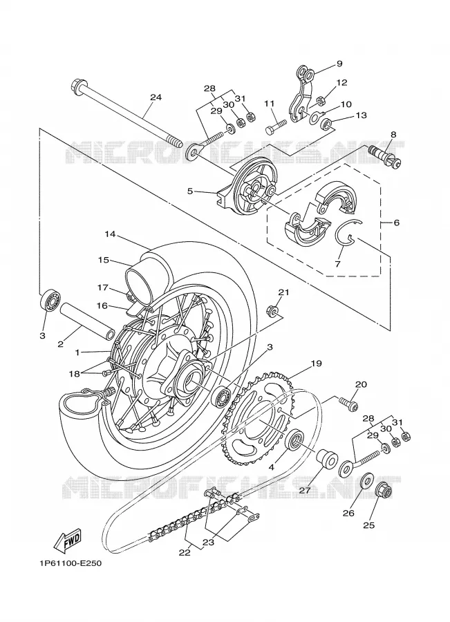 ROUE ARRIERE Yamaha MOTO 50 2007 TTRE  TTR50E