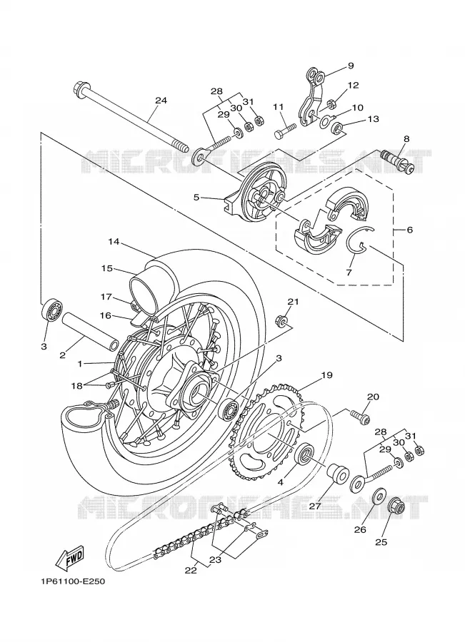 ROUE ARRIERE Yamaha MOTO 50 2007 TTRE  TTR50E