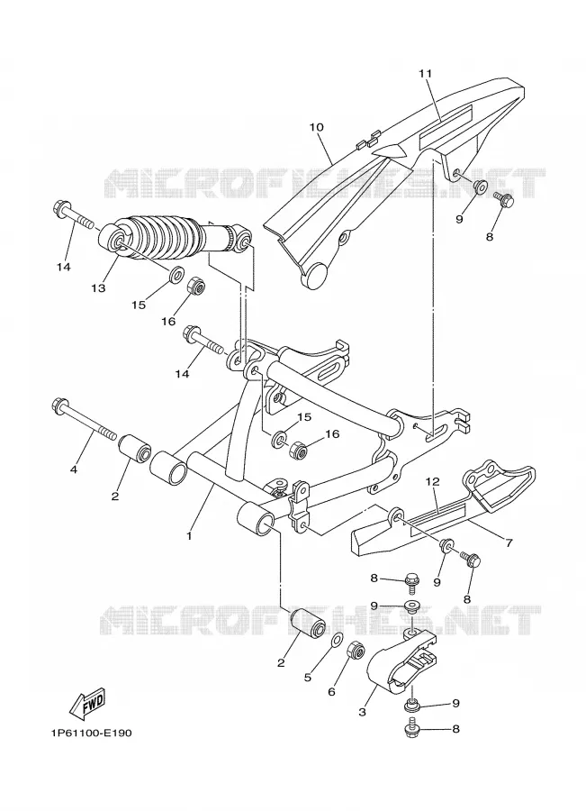 BRAS OSCILLANT / AMORTISSEUR Yamaha MOTO 50 2007 TTRE  TTR50EW