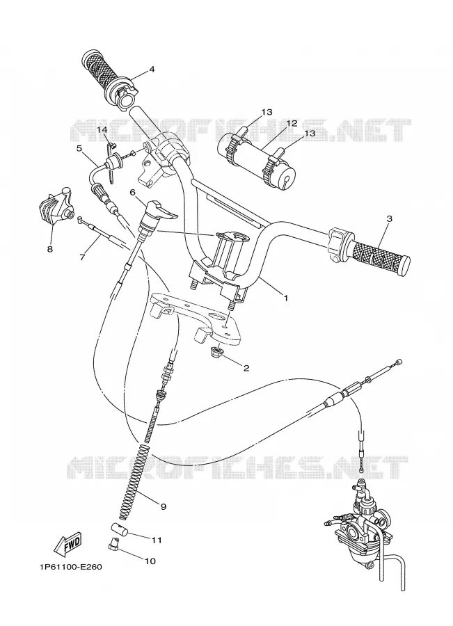 GUIDON ET CABLES Yamaha MOTO 50 2008 TTRE  TTR50EX