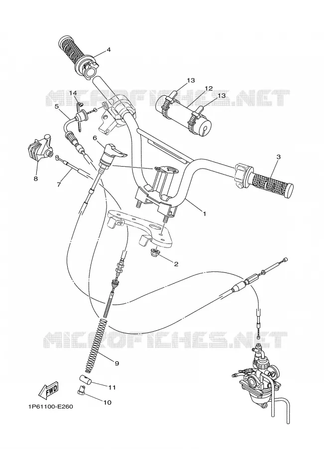 GUIDON ET CABLES Yamaha MOTO 50 2008 TTRE  TTR50EX