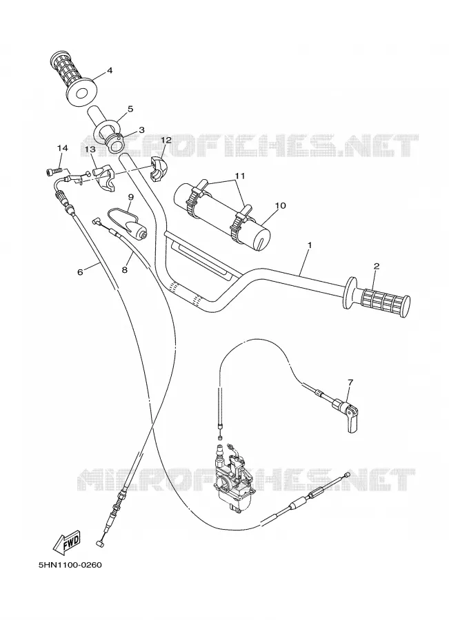 GUIDON ET CABLES Yamaha MOTO 90 2004 TTR  TTR90
