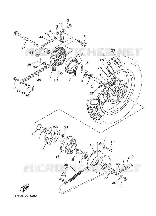 ROUE ARRIERE Yamaha MOTO 90 2001 TTR  TTR90N