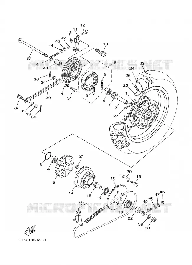 ROUE ARRIERE Yamaha MOTO 90 2002 TTR  TTR90P