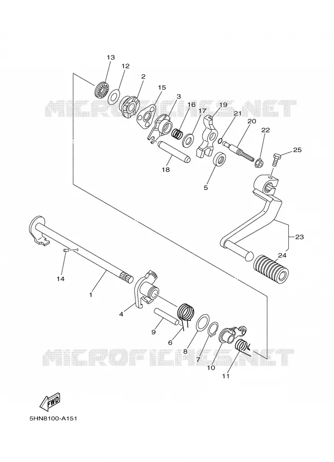 AXE DE SELECTEUR / PEDALE Yamaha MOTO 90 2002 TTR  TTR90P