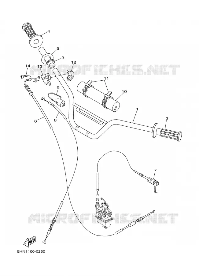 GUIDON ET CABLES Yamaha MOTO 90 2003 TTR  TTR90R