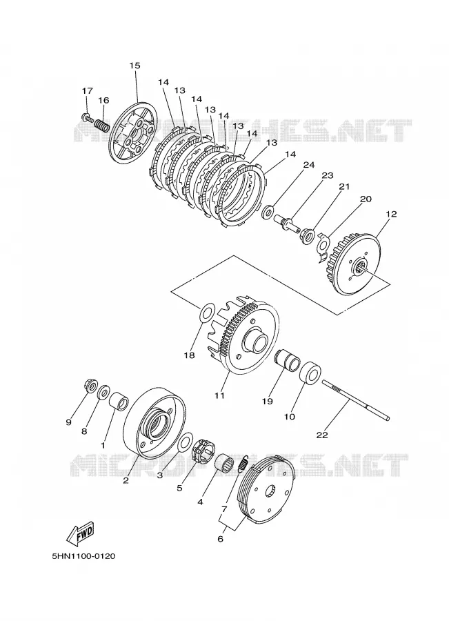 EMBRAYAGE DE DEMARREUR Yamaha MOTO 90 2007 TTR  TTR90W
