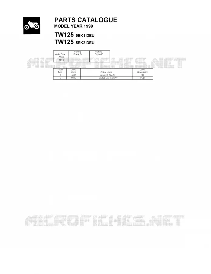 * CATALOG PREFACE * Yamaha MOTO 125 1999 TW  TW125