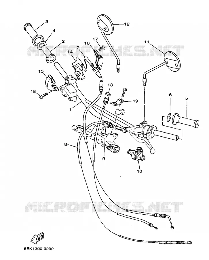 GUIDON ET CABLES Yamaha MOTO 125 1999 TW  TW125