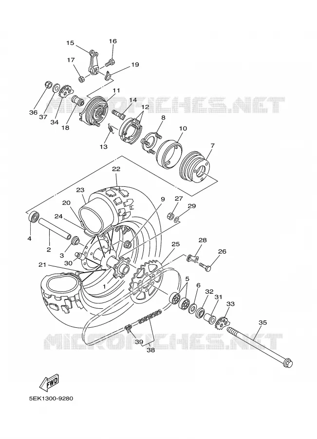 ROUE ARRIERE Yamaha MOTO 125 2000 TW  TW125
