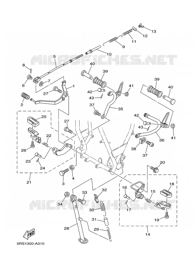 SUPPORT / REPOSE PIEDS Yamaha MOTO 125 2002 TW  TW125